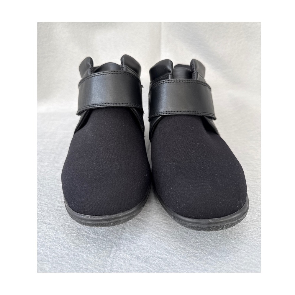 Cosyfeet Black Boots Julia‎ Hook and Loop Ankle Booties Extra Roomy Womens 8.5